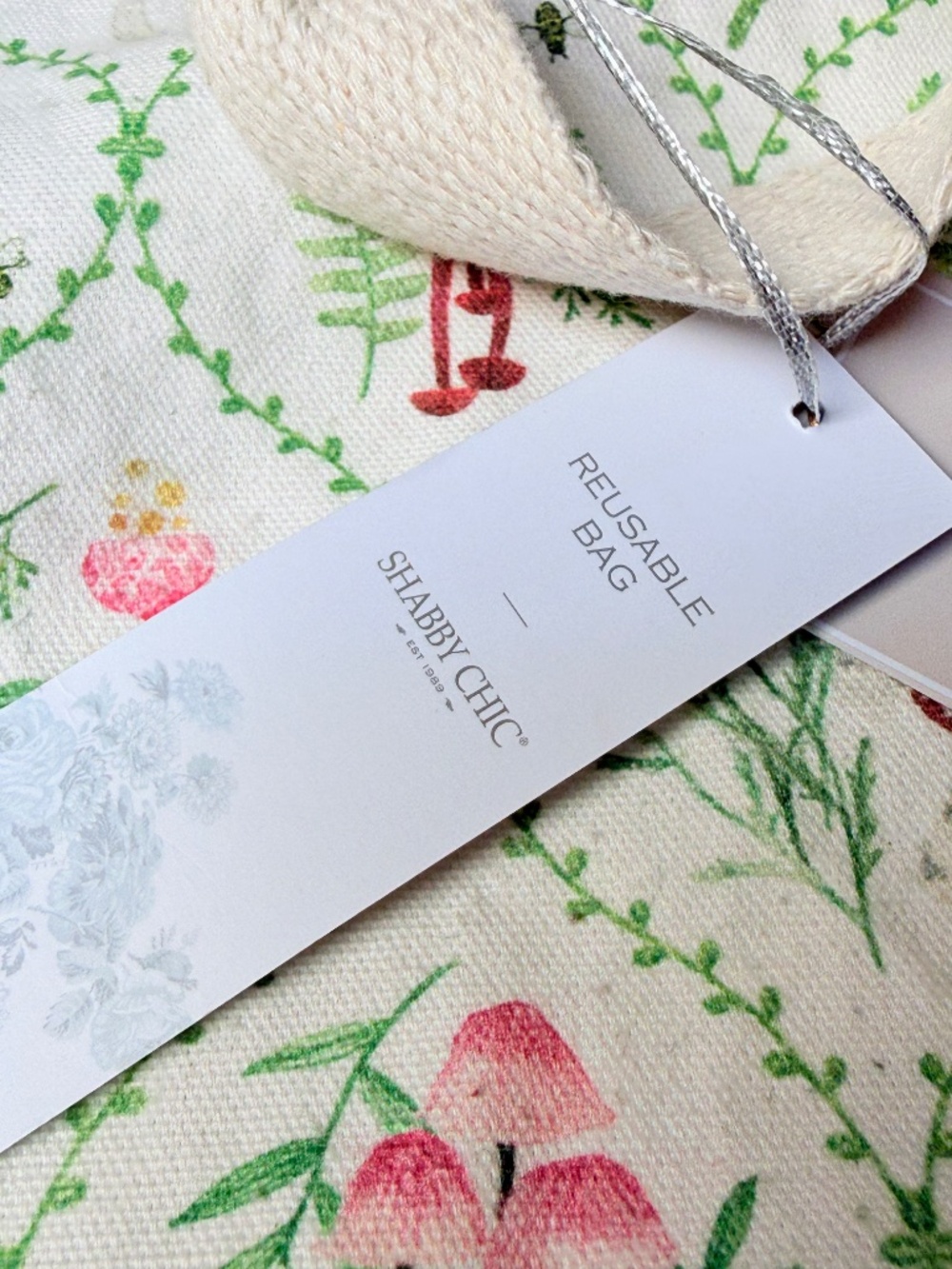 Shabby Chic Brand Reusable Tote Bag Mushroom Pattern New With Tags - Picture 8 of 10